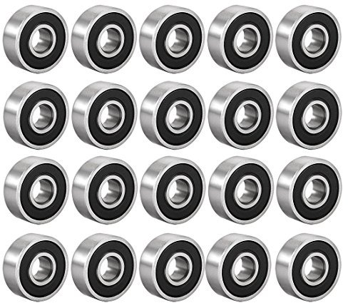 sourcing map 20 Stück 606-2RS Kugellager doppelt abgedichtet 6mmx17mmx6mm Kohlenstoffstahl Z1