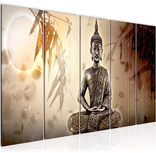 Runa Art Bild Buddha Wandbilder auf Vlies Leinwand 5 Teilig Wanddekoration Wohnzimmer Schlafzimmer 500356a