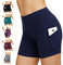 Damen Leggings Yogahosen Sporthose Tights Laufhose High Waist mit Taschen Dehnbar Jogginghose Yoga Sport Fitness Laufen(Marine,S