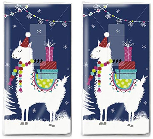 20 Taschentücher (2x 10) Lama mit Weihnachtsgeschenke als Zugabe für Weihnachten