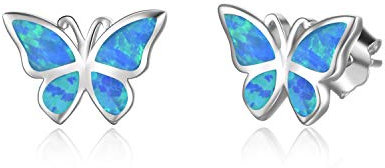 WINNICACA Schmetterling Ohrringe Sterling Silber Einfache Blau Opal Ohrstecker Geschenke für Frauen Freundin