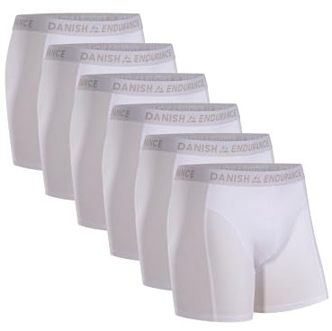 DANISH ENDURANCE Herren Boxershorts, 6 Pack, Retroshorts aus weicher Baumwolle (Weiß, Large)