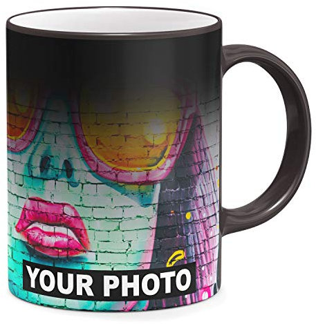 Tazza Termica Personalizzata con Foto & Testo, la Tua Foto su Tutta la Superficie Tazza Personalizzata Ceramica Tazza Magica Magic Cup Black [117]