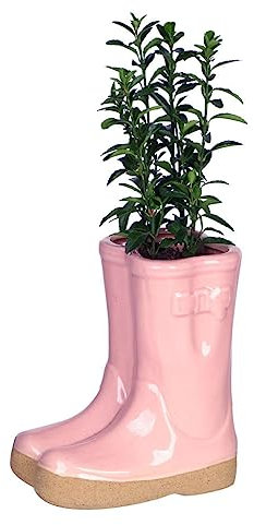 Dibor Pink Ceramic Flower Plant Pot Indoor/Outdoor Flower Novelty Wellington Boot Flower Planter (CR14)