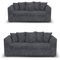 Red Fern Dylan Style Jumbo Cord Fabric Grey Sofa Set (3 + 3 Seater, Grey)