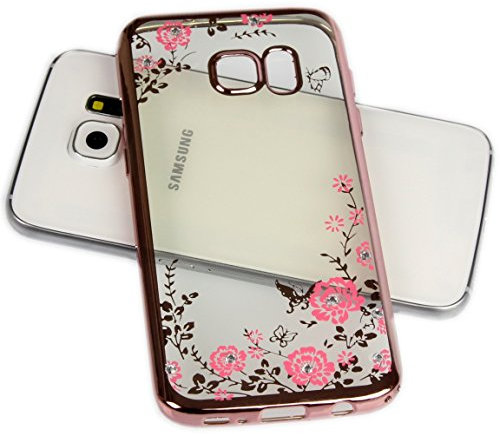 Handy Lux® Schutz Hülle Silikon Case mit Glitzer Steine Strass Cover für Apple iPhone 11 Pro MAX 6,5, Rosa Hülle - Rosa Blume