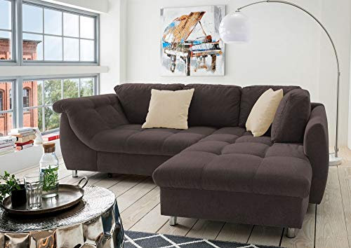Beauty.Scouts Ecksofa Camille Dunkelbraun 250 x 190 x 84 cm (B/H/T) Wellenunterfederung inkl. Zierkissen Sofa Wohnsofa Wohnzimmersofa Wohnzimmercouch Couch Wohncouch