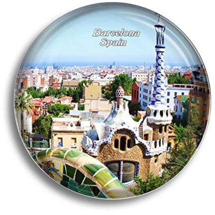 Imán para nevera, diseño del Parque Güell Barcelona, imán de cristal para decoración de nevera, recuerdo de nevera, para pizarra blanca, oficina, hogar, regalo