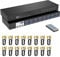 Commutateur KVM 16 ports, Yinker Rack Console KVM VGA 16 x 1 avec 16 câbles Télécommande infrarouge et support auriculaire HD 1U Rack Cabinet