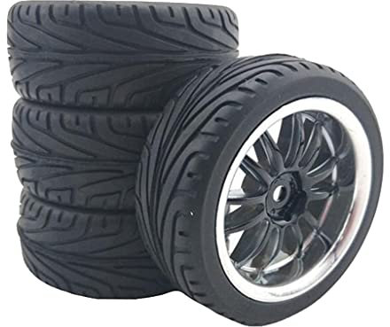 F Fityle 4Pcs 66mm 1/14 1/16 Maßstab Offroad Buggy Reifen Rad, Gummireifen für Monstertruck, RC Auto Reifen und Räder Set für Wltoys 144001 124018 124019 RC Auto Ferngesteuerte Auto-Räder