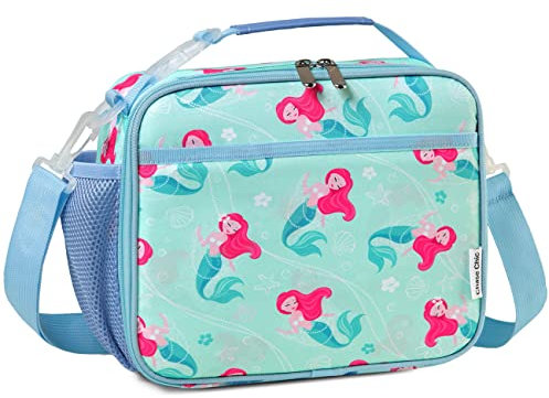 Chase Chic Bolsa Termica Infantil, Bebe Bolsa Termica porta Alimentos 5,8L Chico Bolsa Almuerzo para 3-8 Años Escuela Primaria Guardería Playa Viaje Camping con Cremallera Y Correa, Sirena