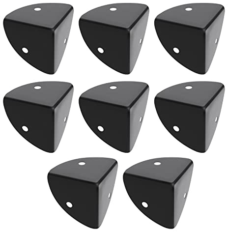 YINETTECH 8 Stück 39 mm Eckwinkel Brace Protectors Scalloped Metal Right Angle Corner Guards for Wooden Box Desk Chest Case Flightcase Black