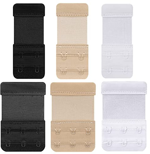 6 Pieces Bra Strap Extender, Bra Extenders 2 Hook 3 Hook, Soft and Comfortable Bra Extension (2 Hook & 3 Hook, 1.9CM Spacing)