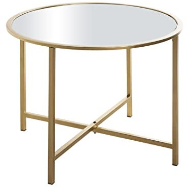 HAKU Möbel Table d'appoint Or, métal, Miroir - Dim.: H 45 cm x Ø 60 cm, Style: Art Deco