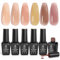 Beetles Vernis Semi Permanent Jelly Miroiter, Teint Nue Rose Brun 6 Couleurs Transparent Gelée Lot de Vernis à Ongles Gels, Sèche sous Lampe UV/LED, Manucure Kit Pour Cadeaux pour Femmes