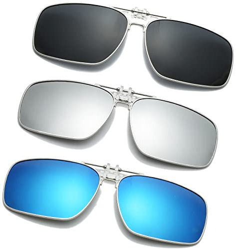 Long Keeper 3 Paar Polarisierte Sonnenbrille Clip für Brillenträger Sonnenbrillen Aufsatz Brille Polarisiert, Sonnenbrille Zum Aufstecken Herren Damen