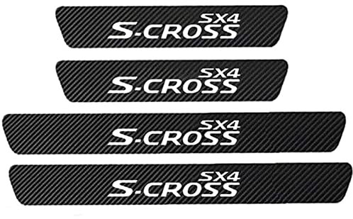 4 Stück Auto Kohlefaser Einstiegsleisten TüRschweller Aufkleber, für Suz-uki SX4 S-Cross AntiKratz Schutzleisten Kick Plates Schutz, Abnutzungs Türschwellen Abdeckung Protector Tuning Styling Zubehör