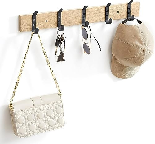 ACAZA Wandgarderobe aus Holz, 55 cm, Eiche hell