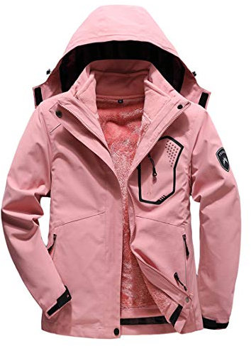 Saeohnssty Damen Skianzug Wasserdicht Winddicht Skifahren Snowboarden Schnee Wear Anzüge Jacke Hosen Set Rosa Jacke XL