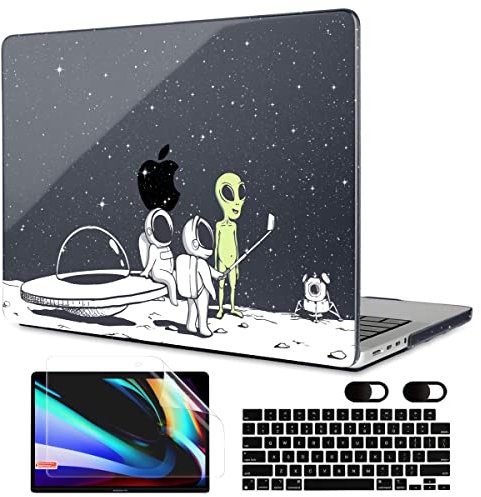 MEEgoodo Schutzhülle für MacBook Pro 14 Zoll 2023, Hartschale mit Tastatur und Kamera-Abdeckung, kompatibel mit A2918, A2992, A2779, A2442, Astronauten und Alien