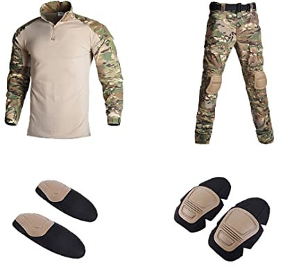 Uniforme militar ropa traje táctico combate trajes camuflaje hombres ropa militar hombres camisa+pantalones cargo rodilleras cp 5XL (105-115kg)
