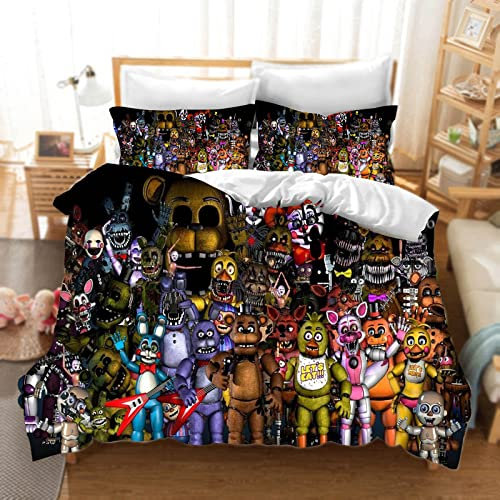 DDONVG Anime Bear Bettwäsche 135 X 200 3D Anime Kinder Bettbezug Set Mikrofaser Mit Reißverschluss Kissenbezügen Für Junge Mädchen (1,135 X 200 cm 50 x 75 x 1)