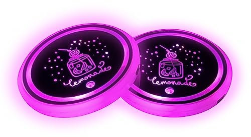 LED Auto Untersetzer, 2 Stück LED Becherhalter Lichter, φ6,8 cm,7 Farben Wechselnde, USB Lade Auto Getränkehalter Becherunterlage für Fahrzeug SUV RV Truck