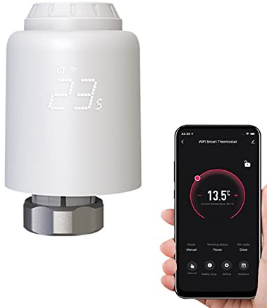 Qiumi Termostato Intelligente WiFi per Riscaldamento - Controllo via App Tuya/Smart Life, Senza Hub, Programmazione a Risparmio Energetico, Compatibile con Alexa/Google