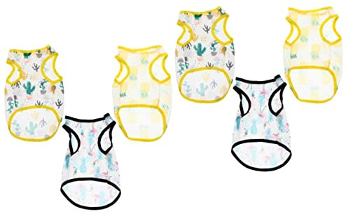 Mipcase 6-Teiliger Pyjama Mode-Karikatur-Baumwolldruckzubehör T-Shirts Frühling Weiches Outfit S T-Für Haustiere Kaktus + Westen Bedruckte Kleidung Pullover Kostüm