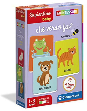 Clementoni - Sapientino Baby Karten zum Lernspiel 1 Jahr, Flashcards Montessori-Made in Italy, Farbe Italienisch, 16433