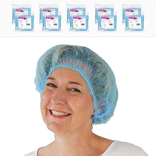 1000x ARNOMED® Einweg Haarnetz 52 CM Blau, Einweghauben Kopf, Haube für OP, Gastronomie & Hygiene, Haarhaube Einweg, Einweg Kopfhaube, Netz für Haare, Klipphauben, Haarschutzhaube Stoff