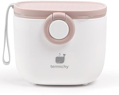 Milchpulver Portionierer baby, Termichy Milchpulver-Spender, 250g luftdichter tragbarer Milchpulver-Behälter für Reisen, mit Schaber und Löffel (Rosa und weiß,1 Stück)