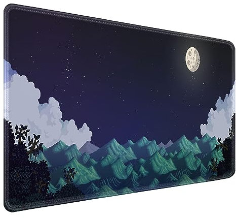 HUOCAIREN Pixel Art Schreibtischunterlage, XXL-Gaming-Mauspad, Schreibtischunterlage, Moon Mountain erweiterte Tastaturmatte, extra großes Mauspad, Büro-Schreibtischzubehör, Dekoration, Geschenke,
