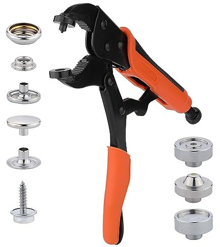 Snap Fastener Tool Kit, 20 Sets 15mm Snaps for Boat Covers Heavy Duty Snap Button Tool Kit with Punch Function Adjustable Snap Setter Tool Snap Pliers