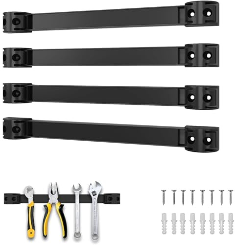 SDLDEER 12 Magnetic Tool Holder, 4 Packs Magnetic Storage Strips Magnet Bar PVC Coated for Garage Tool Organizer Mounted Hanging Strip,Heavy Duty of Holder Easy to Install