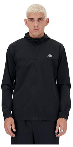 New Balance Men's Woven Full Zip Jacket, Black, Large