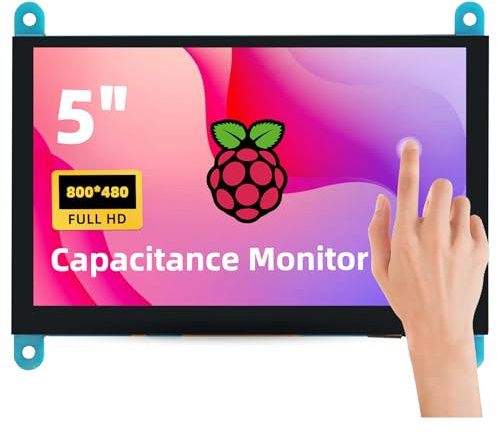 iPistBit 5'' Raspberry Pi Monitor, Capacitive Touchscreen Monitor 800x480 HDMI IPS Screen for Raspberry Pi 5 4 3 2 Zero BB, Driver-Free