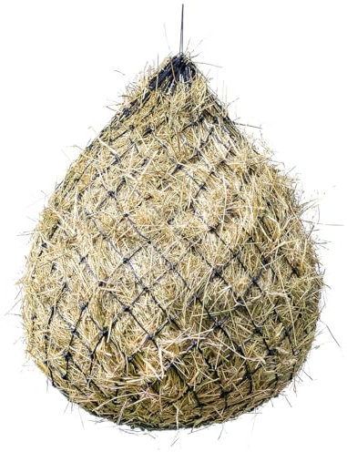 Equinate Heunetz Balenet mit Aufhängeringen engmaschig Navy 5 x 5cm - Verlängert die Fresszeit - Füllmenge ca. 5kg Heu - Robustes Futternetz