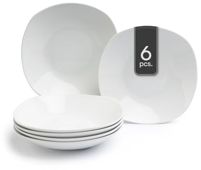 Home4You Suppenteller Tiefteller Salatteller - Porzellan - Weiß - 22 cm - 6er Set