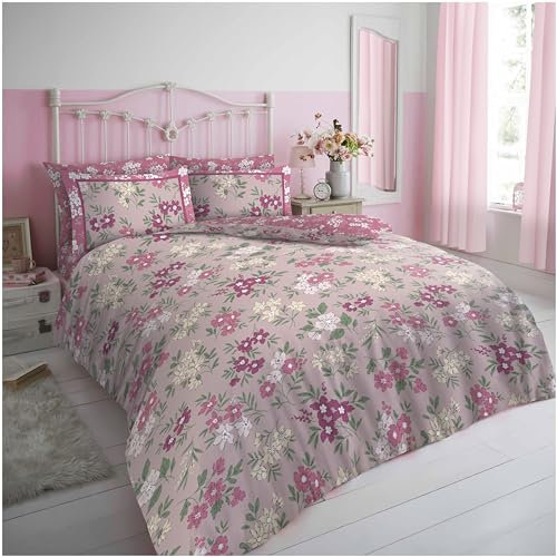 GC GAVENO CAVAILIA Polycotton Blossom Flower Bedding Sets King Size - Floral Pink Duvet Set With Pillow Cover - Breathable Printed Quilt Cover Sets