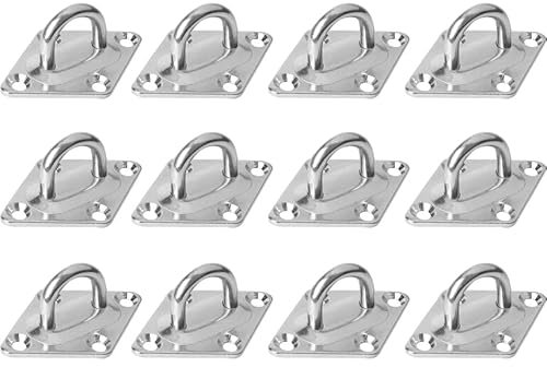 12 Stück Augplatte Edelstahl, Ösen Halterung Stabile U-Förmige Wandhalterung Öse Augplatte, Decken Haken/Augplatte Edelstahl/Wandhaken, Hält Bis 50 kg