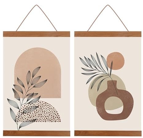 Roosea 2 set de Cadre Poster Magnétique, Cadre Photo AimantéCadre Suspendu Porte-affiches, Cadre Magnétique de Photo en Bois pour photographies, posters, peintures, 21cm