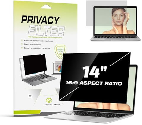 Fluflyer 14 Zoll Laptop Blickschutzfolie 16:9, Anti-Blaulicht, Blendfrei, Augenschutz, Anti-Reflexion, Displayfilter Sichtschutzfilter Kompatibel mit HP/Dell/Acer/Lenovo/ThinkPad/Asus (310 * 174mm)