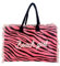 Generico Borsa Mare Media Animalier Zebra con Zip Stampa Beach Girl 100% Cotone Canvas Misura 40x30x15cm Borsa Spiaggia (Rosa)