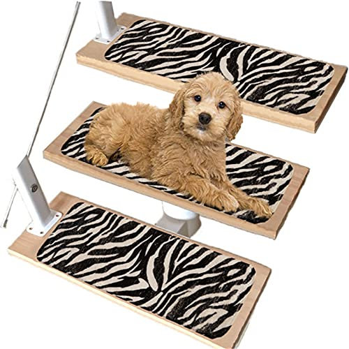 ASHILD Selbstklebende Stufenmatten, 70 x 22 cm, großer schwarz-weißer Leoparden-Teppich für Treppen, Küche und Bad, Rutschfester Treppenstufenteppich für den Innenbereich, für Kinder, Senioren und