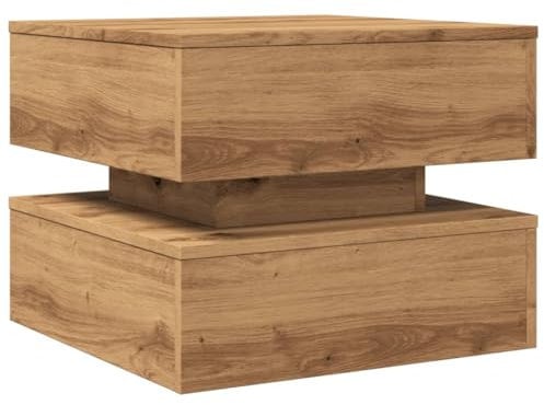 vidaXL Couchtisch, Kaffeetisch mit LED-Leuchten, Sofatisch für Wohnzimmer, Beistelltisch Teetisch, Modern, Artisan-Eiche Holzwerkstoff