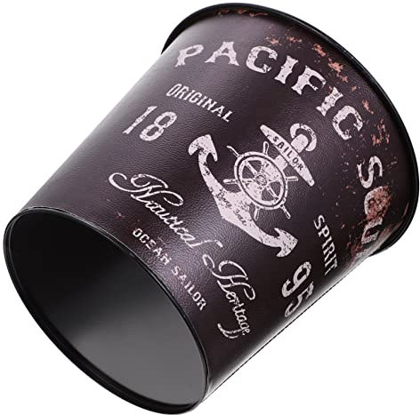 Garneck basura papelera redonda papelera de oficina papelera antigua la decoración de la oficina papelera retro litter box trash can papelera de estilo retro cubo de papel usado planchar