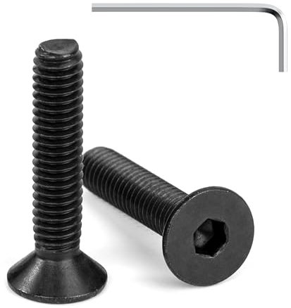Tunejoy Viti a Testa Svasata M4 x 20 mm Nero Vite a Brugola Bulloni in Acciaio Inox A2 V2A Viti a Testa Piatta Norma DIN 7991 con Chiavi a Esagono Filettatura Completa 20 pezzi