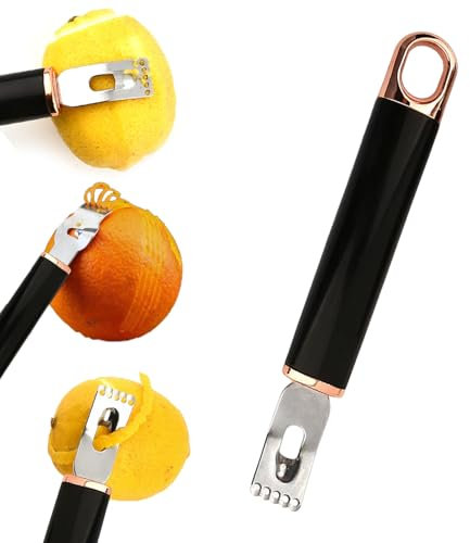 Lemon Zester Peeler Orange Citrus Fruit Peeler Stainless Steel Lemon Zester Grater Tool Multifunctional Zester and Canelle Knife for Gin Cocktails Kitchen Peeler Tool with Channel Knife for Home Bar