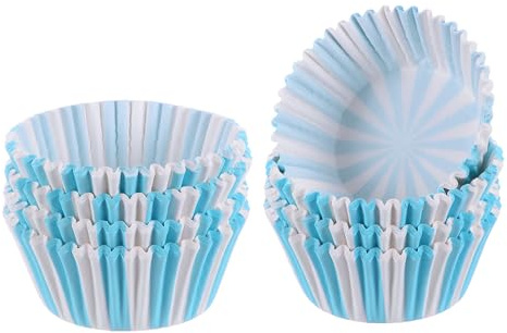 QUARKZMAN 200 Stück Cupcake-Förmchen Blau gestreifte Cupcake-Becher | Standardgröße Muffin-Förmchen Papiere Backbecher Wrapper Fettbeständig für Party Hochzeit Geburtstag